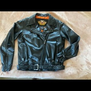 Harley Davidson biker leather jacket.